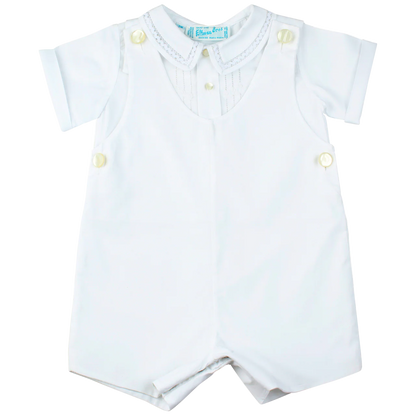Shortall Elegante con Bordado a Mano para Bebé Niño – Blanco