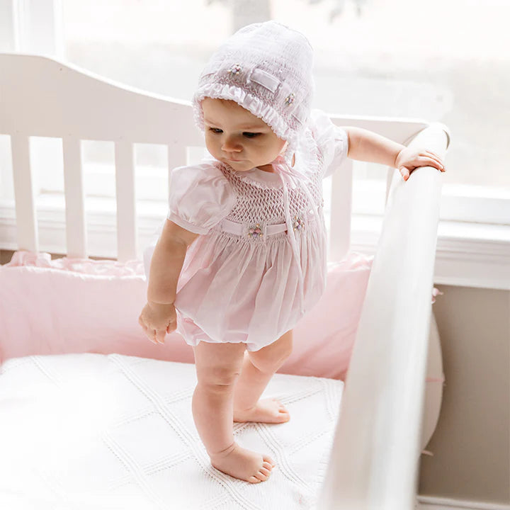 Enterizo Secret Garden con Bordado Smock para Bebé Niña – Rosa
