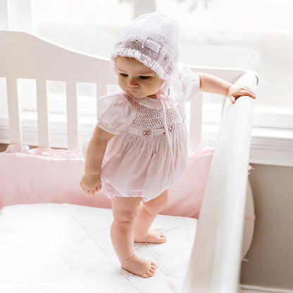 Enterizo Secret Garden con Bordado Smock para Bebé Niña – Rosa