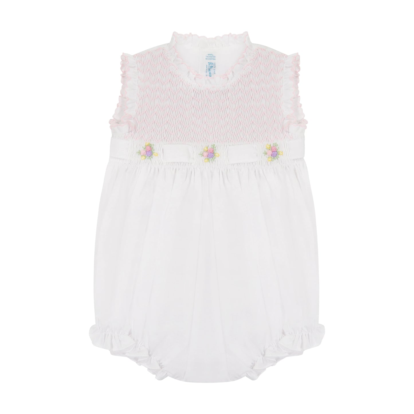 Enterizo Sin Mangas Secret Garden para Bebé Niña – Blanco con Rosa