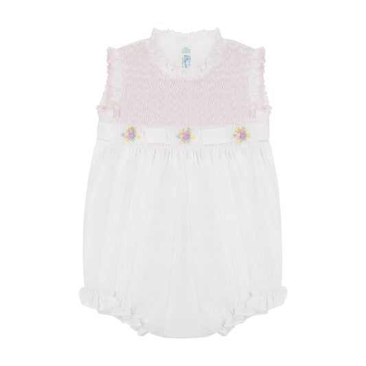 Enterizo Sin Mangas Secret Garden para Bebé Niña – Blanco con Rosa