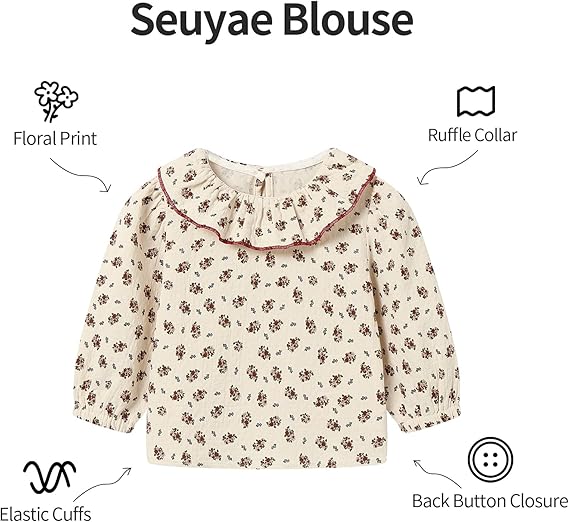 Blusa Floral con Cuello de Volantes — Bebé Niña 12m-6X