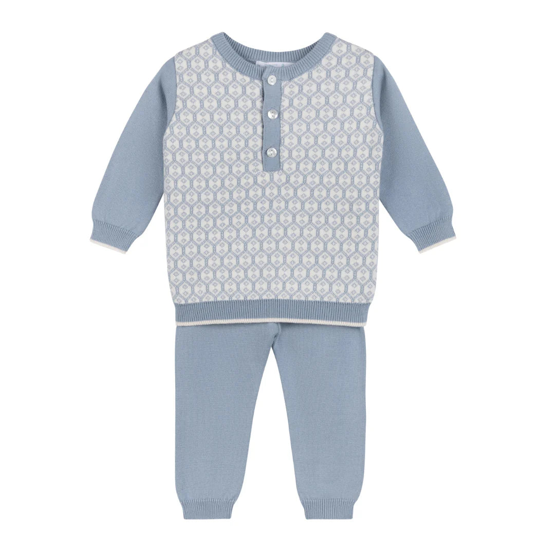Conjunto de punto jacquard con rombos para niño