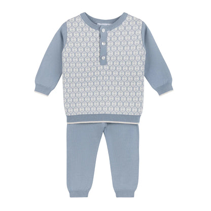 Conjunto de punto jacquard con rombos para niño