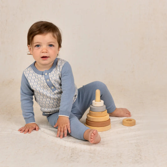 Conjunto de punto jacquard con rombos para niño