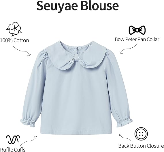 Blusa con Botones Traseros y Lazo en el Cuello — Niña