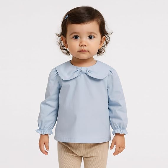 Blusa con Botones Traseros y Lazo en el Cuello — Niña