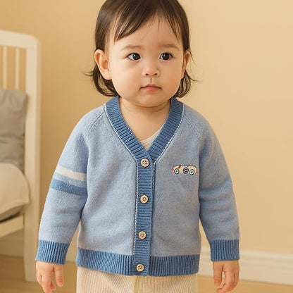Cárdigan de Algodón con Cuello V — Bebé Otoño-Invierno