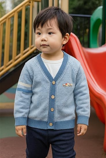 Cárdigan de Algodón con Cuello V — Bebé Otoño-Invierno