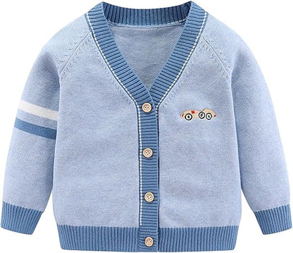 Cárdigan de Algodón con Cuello V — Bebé Otoño-Invierno