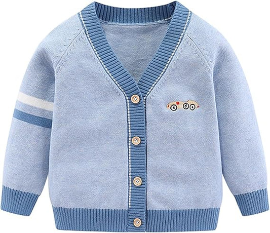 Cárdigan de Algodón con Cuello V — Bebé Otoño-Invierno
