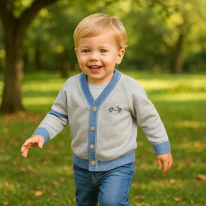 Cárdigan de Algodón con Cuello V — Bebé Otoño-Invierno