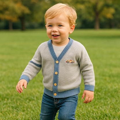 Cárdigan de Algodón con Cuello V — Bebé Otoño-Invierno
