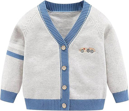 Cárdigan de Algodón con Cuello V — Bebé Otoño-Invierno