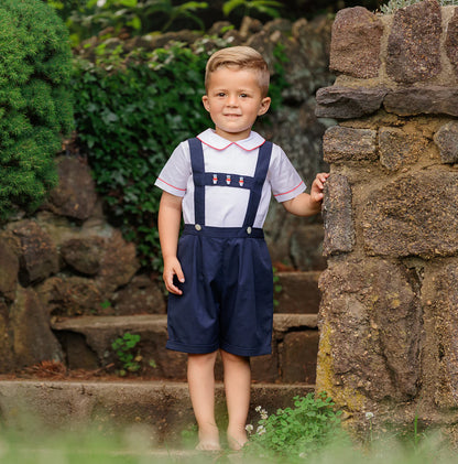 Conjunto de Niño con Tirantes y Mangas Abullonadas | Bordado a Mano