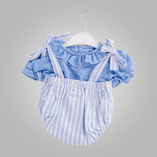Conjunto pelele de tirantes manga abullonada