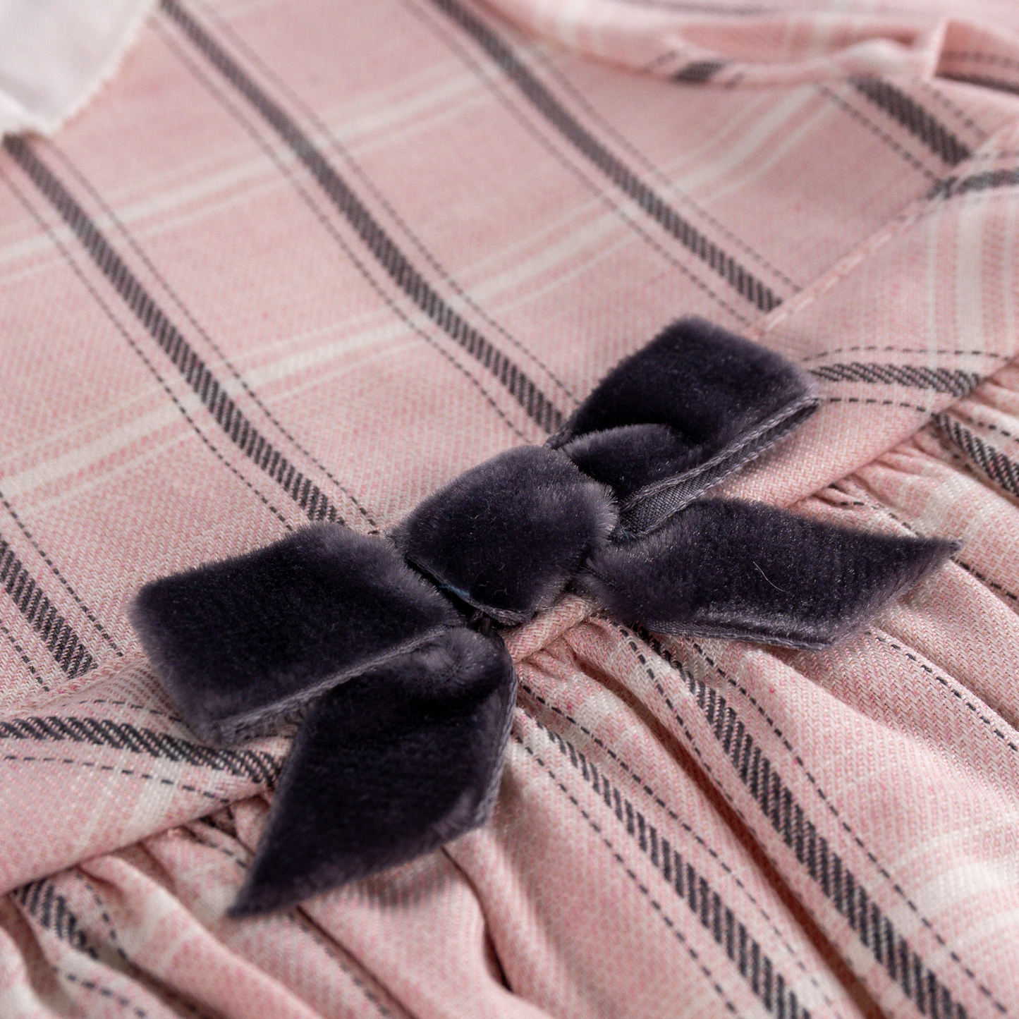 Vestido cuadros con laso manga larga