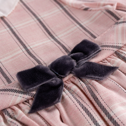 Vestido cuadros con laso manga larga