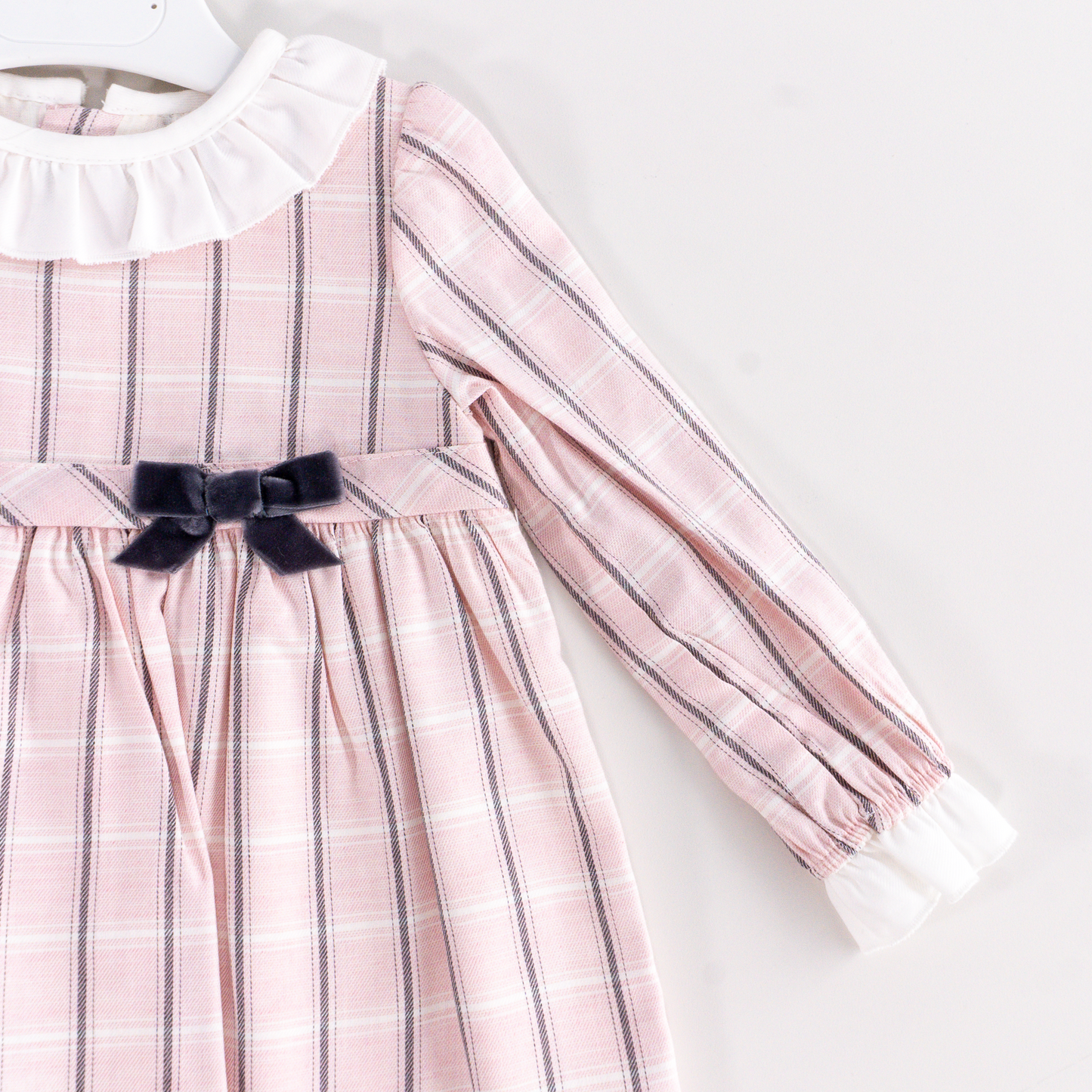 Vestido cuadros con laso manga larga