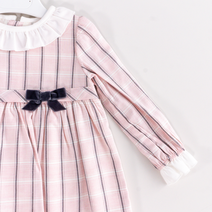 Vestido cuadros con laso manga larga