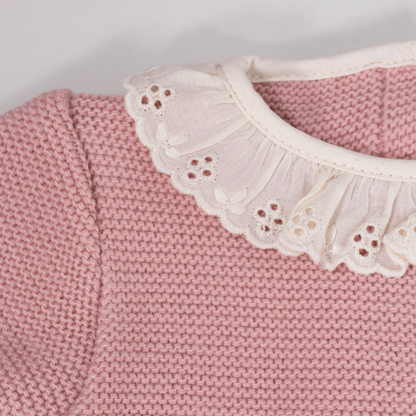 Conjunto de punto primera puesta con laso y encaje