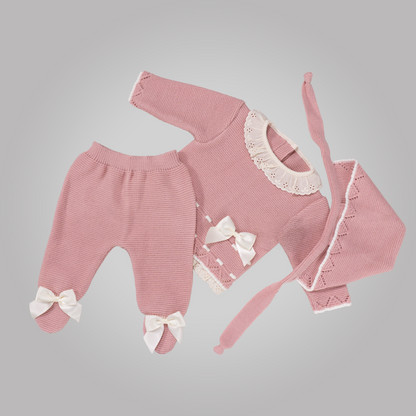 Conjunto de punto primera puesta con laso y encaje