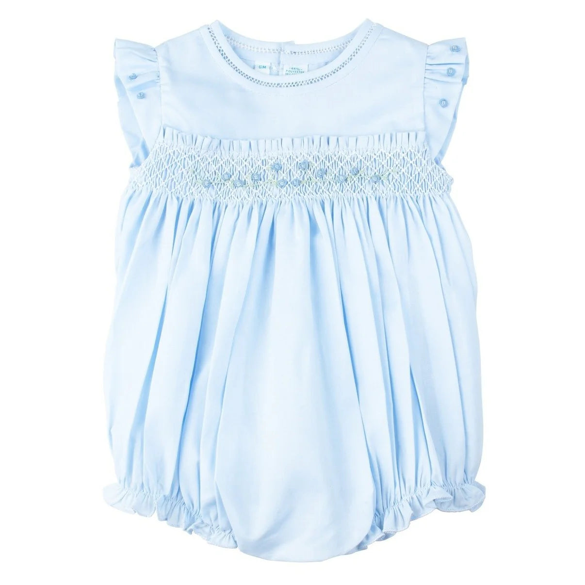 Vestido para Niña con Nido de Abeja y Mangas Volantes