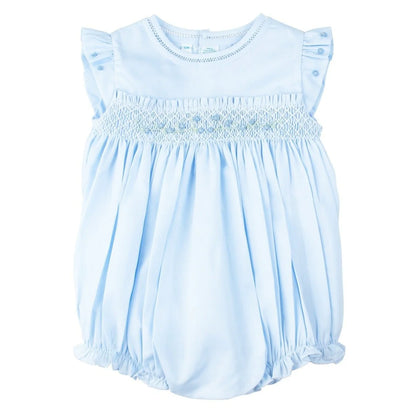 Vestido para Niña con Nido de Abeja y Mangas Volantes