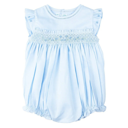 Vestido para Niña con Nido de Abeja y Mangas Volantes