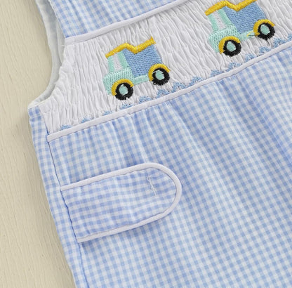Enterizo Smock con Camiones para Bebé Niño – Azul