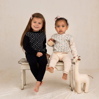 Conjunto de punto jacquard floral para niñas