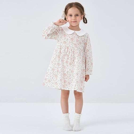 Vestido de Algodón Manga Corta/Larga — Niña 6m-3T